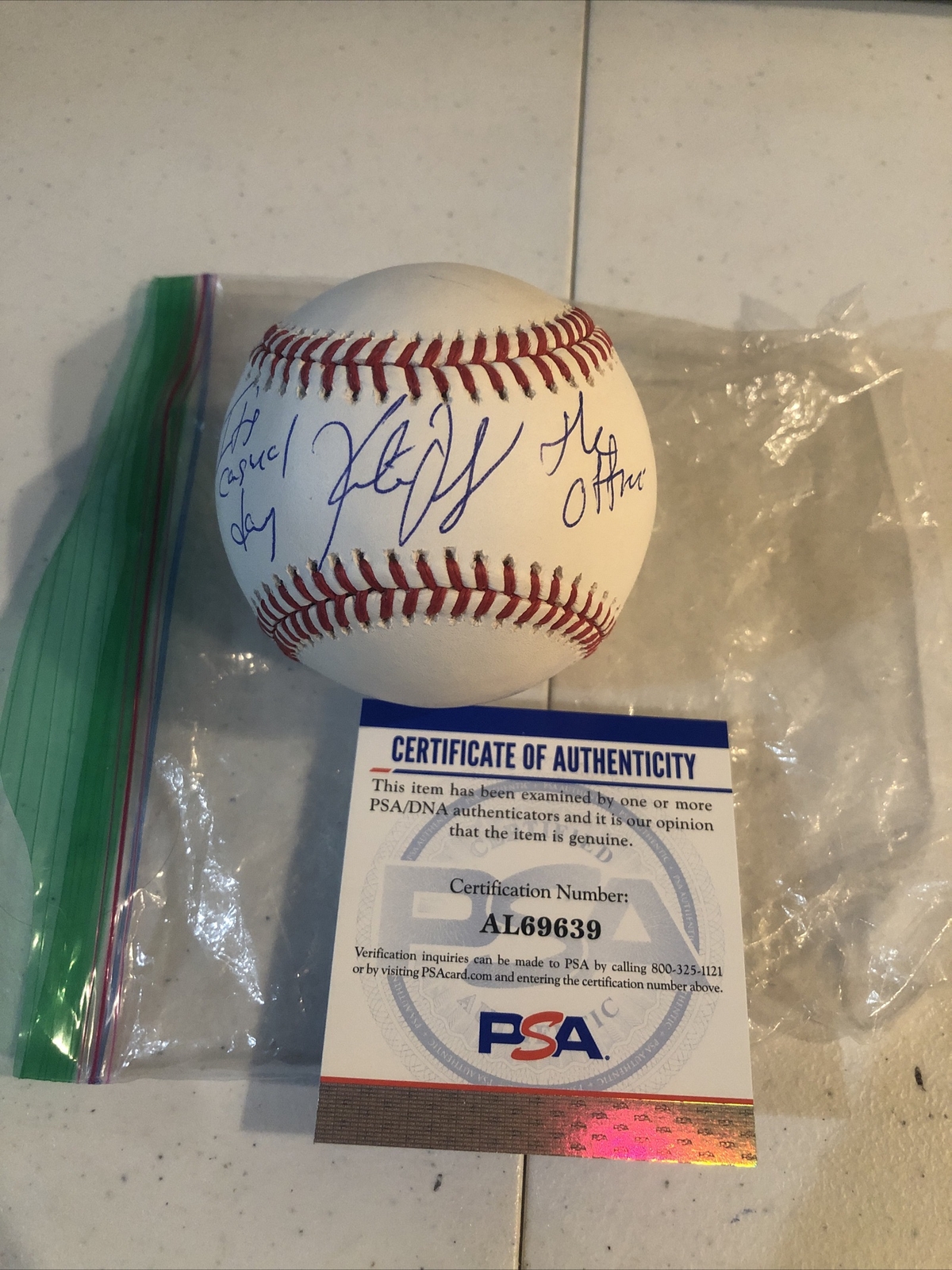 KATE FLANNERY THE OFFICE SIGNED AUTOGRAPH ROMLB BASEBALL PSA COA MEREDITH QUOTE