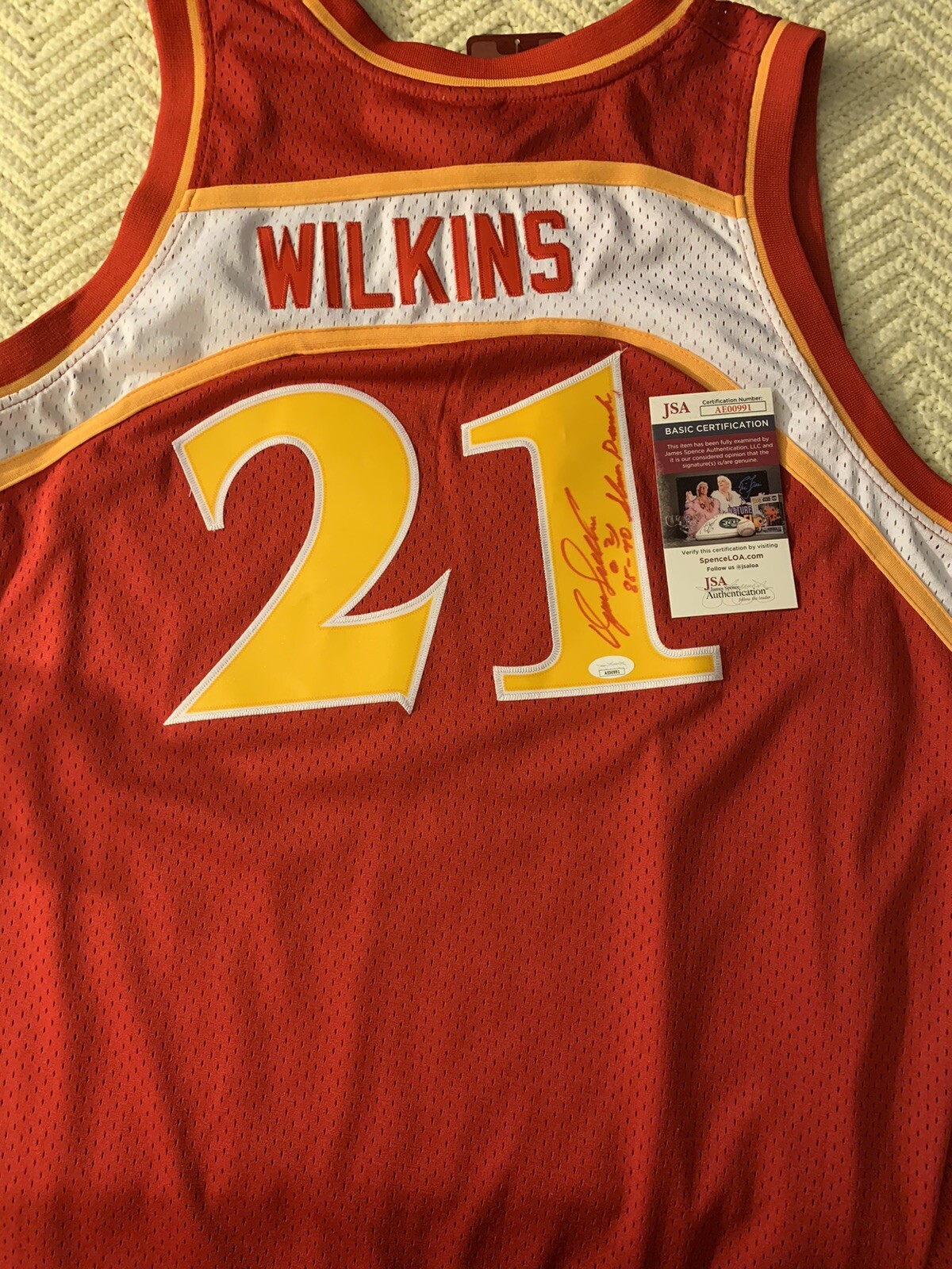 Dominique Wilkins SIGNED Jersey XXXL JSA Authenticated COA 85-90 Slam Dunk
