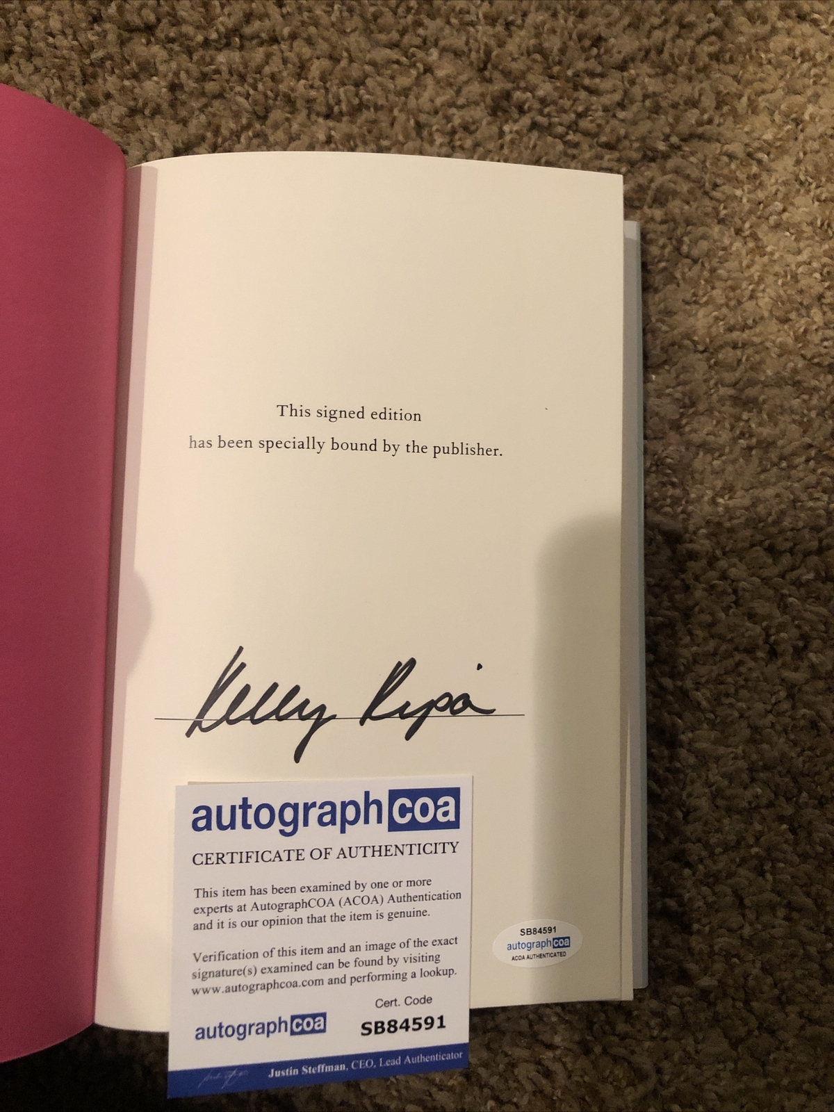 KELLY RIPA LIVE WIRE SIGNED AUTOGRAPH HARDCOVER BOOK ACOA COA TV STAR