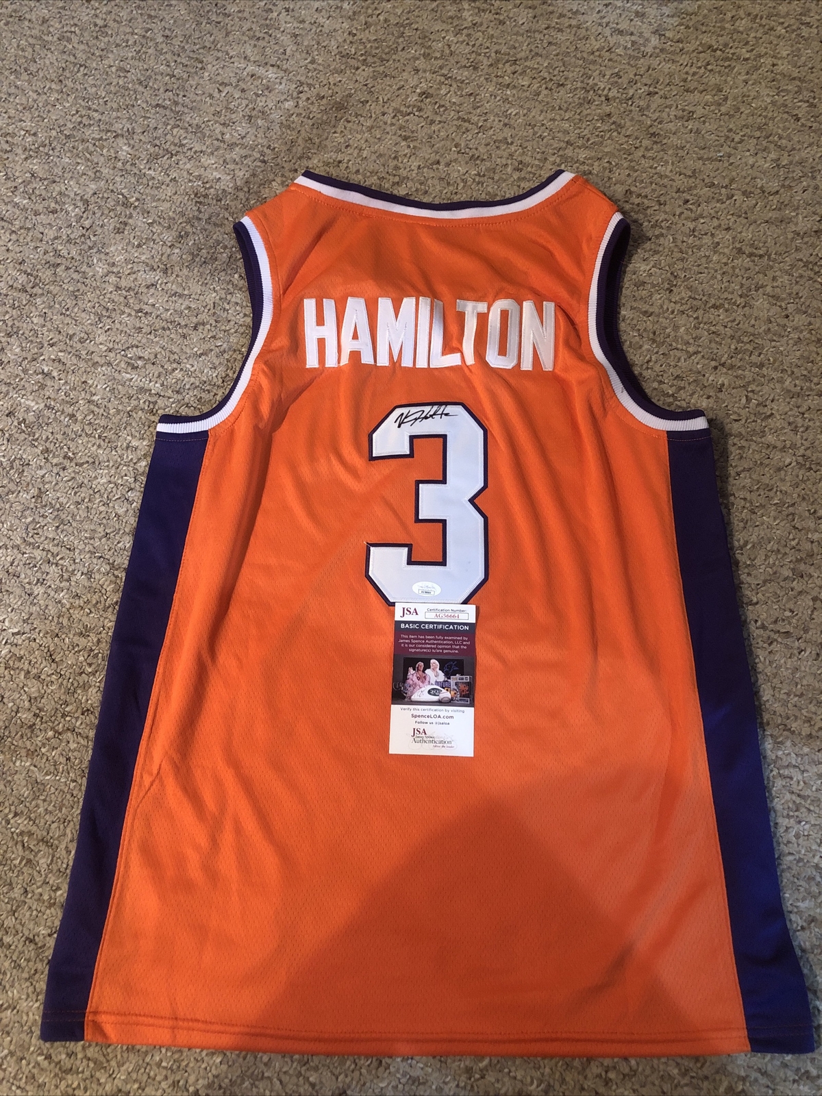 CLEMSON TIGERS- VERNON HAMILTON SIGNED AUTOGRAPH JERSEY JSA COA BASKETBALL