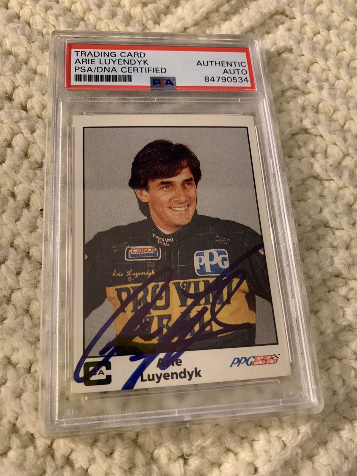 Arie Luyendyk Signed 1985 PPG Indy Car Card #49 PSA /DNA COA RC Rookie
