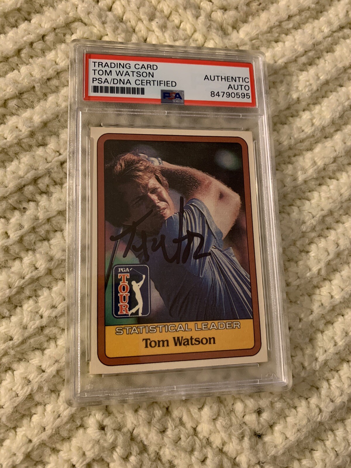 Tom Watson Signed 1981 Donruss Card #NNO PSA /DNA Slab COA Stat Leader RC Rookie
