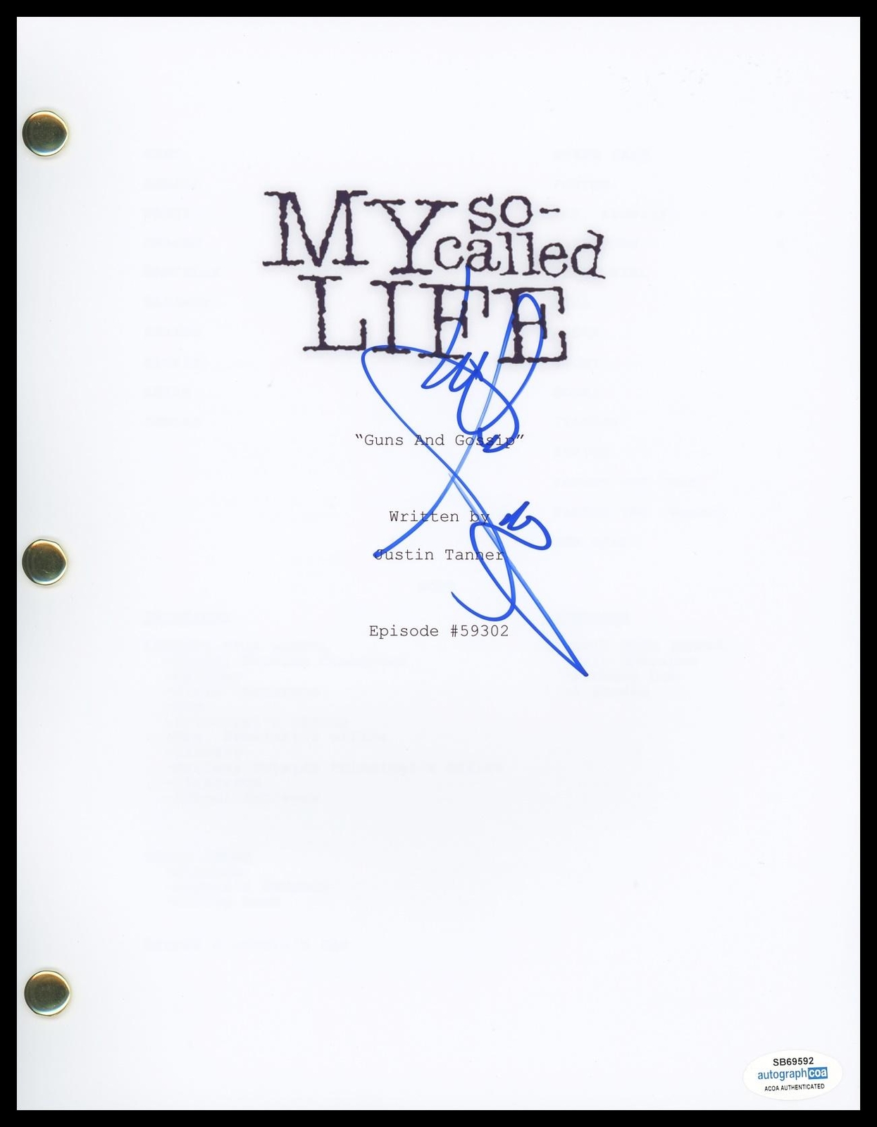 WILSON CRUZ “MY SO-CALLED LIFE” AUTOGRAPH SIGNED ‘GUNS AND GOSSIP’ SCRIPT ACOA COLLECTIBLE MEMORABILIA