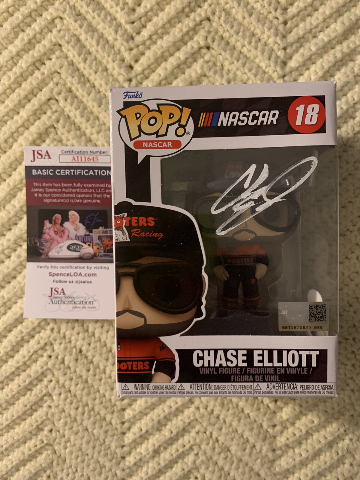 Chase Elliott Signed Funko Pop 18 JSA Authentication COA Nascar Hooters

