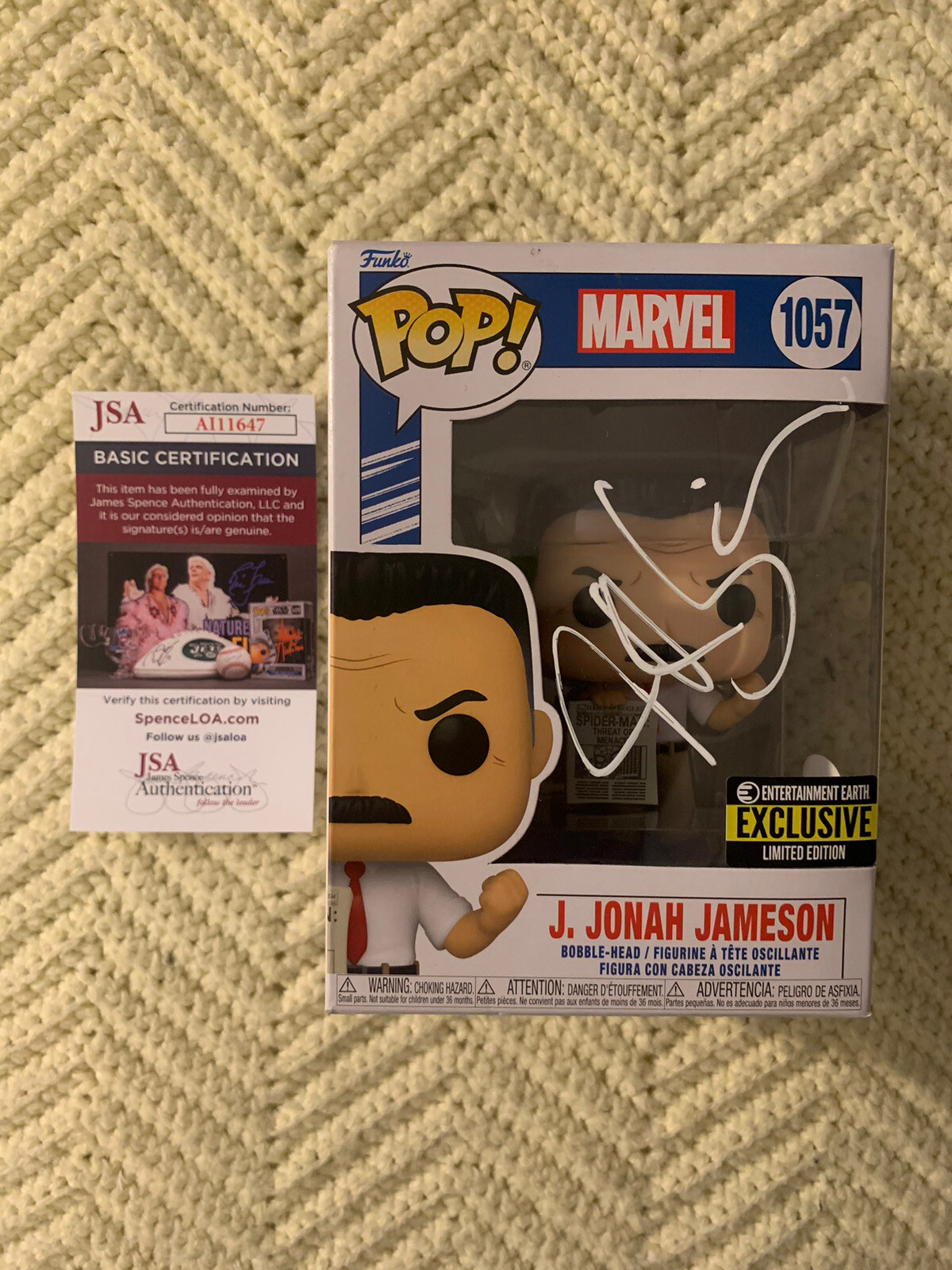 J K Simmons signed Funko Pop Marvel 1057 JSA Authentication COA J Jonah Jameson
