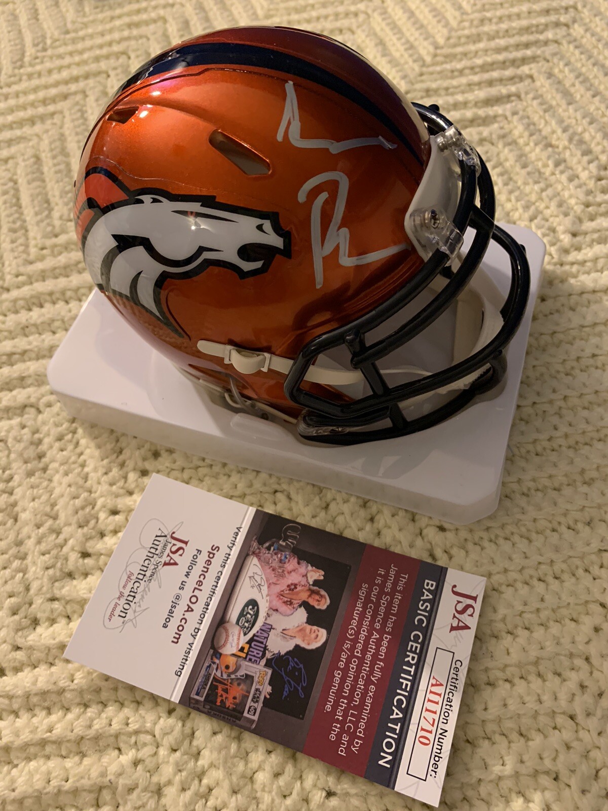New ListingCoach Sean Payton Denver Broncos Signed Flash Mini Helmet JSA Authenticated COA
