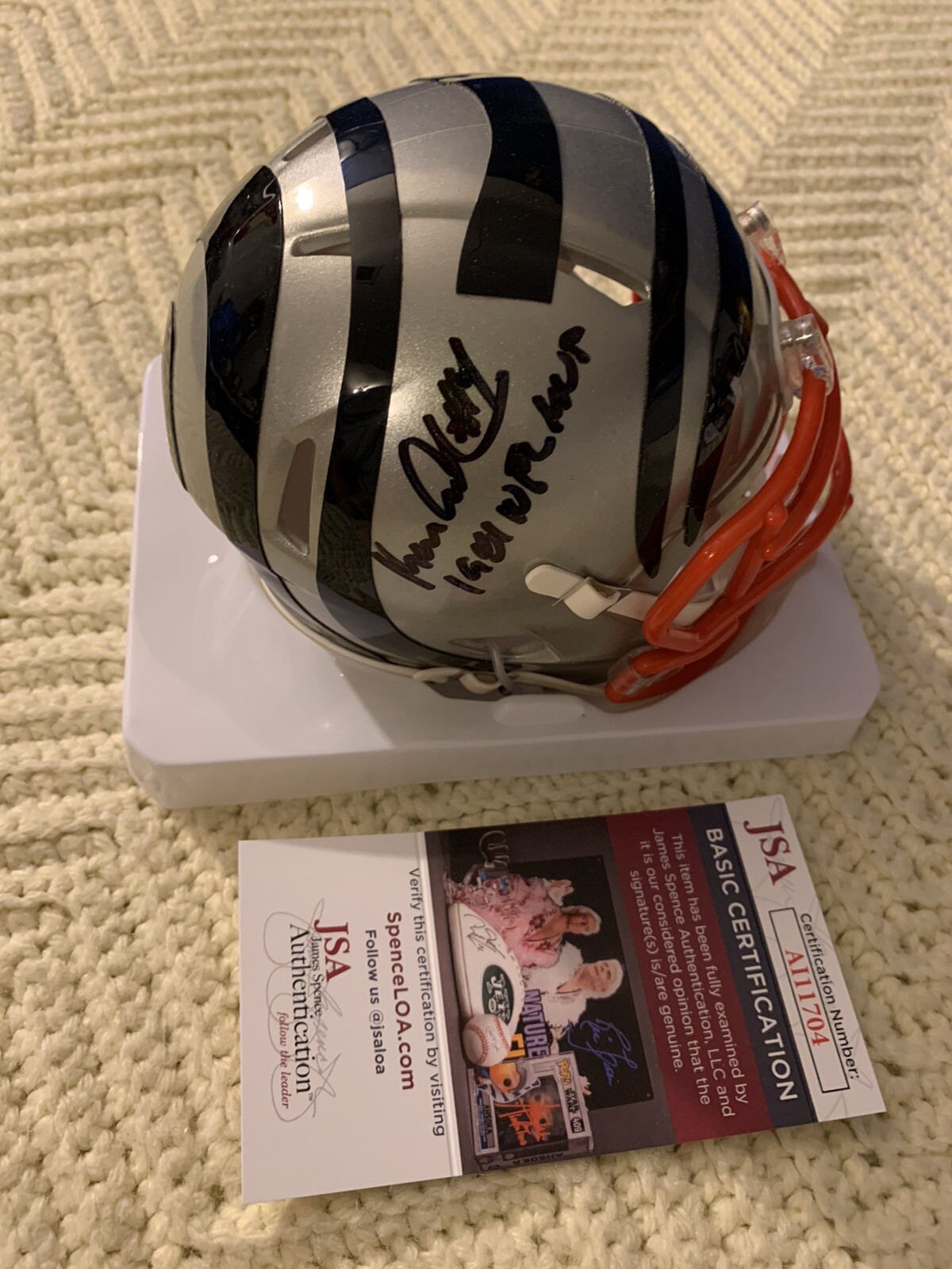 New ListingKen Anderson Bengals Signed Flash Mini Helmet JSA Authenticated COA 1981 MVP
