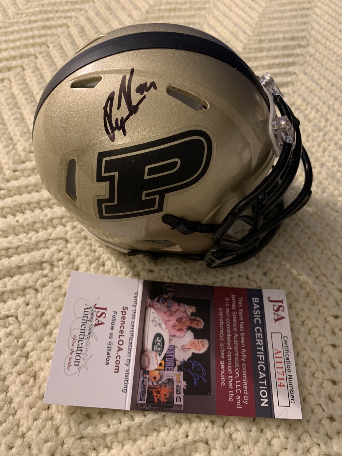 New ListingRyan Kerrigan Signed Mini Helmet Purdue BoilersJ SA Authenticated COA Autograph
