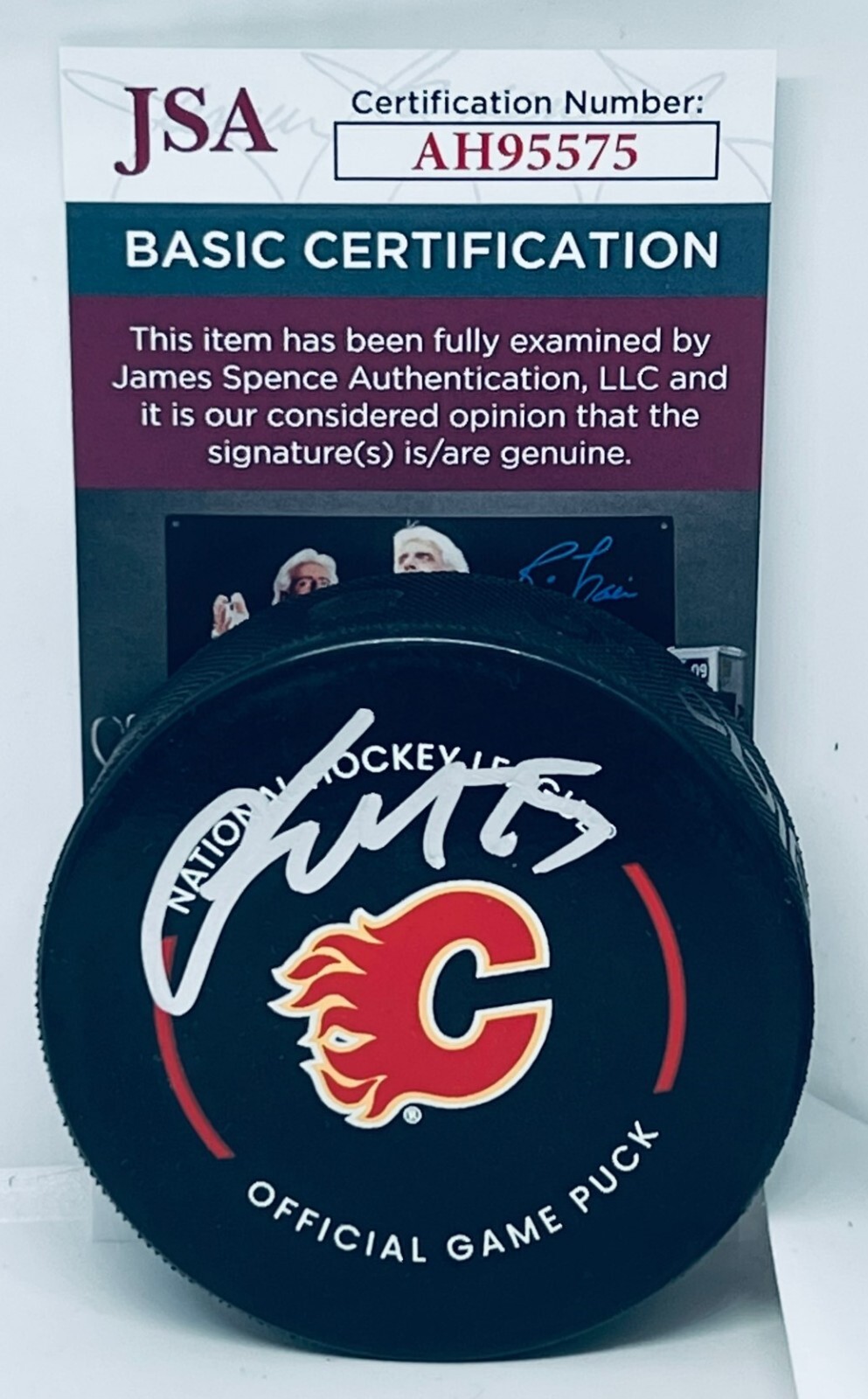 Jacob Markstrom signed Calgary Flames Official Game Puck autographed JSA