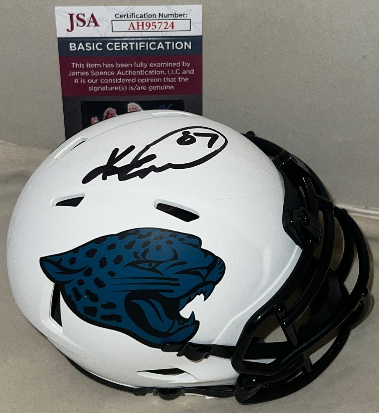 Keenan McCardell signed Jacksonville Jaguars Lunar mini helmet autographed JSA
