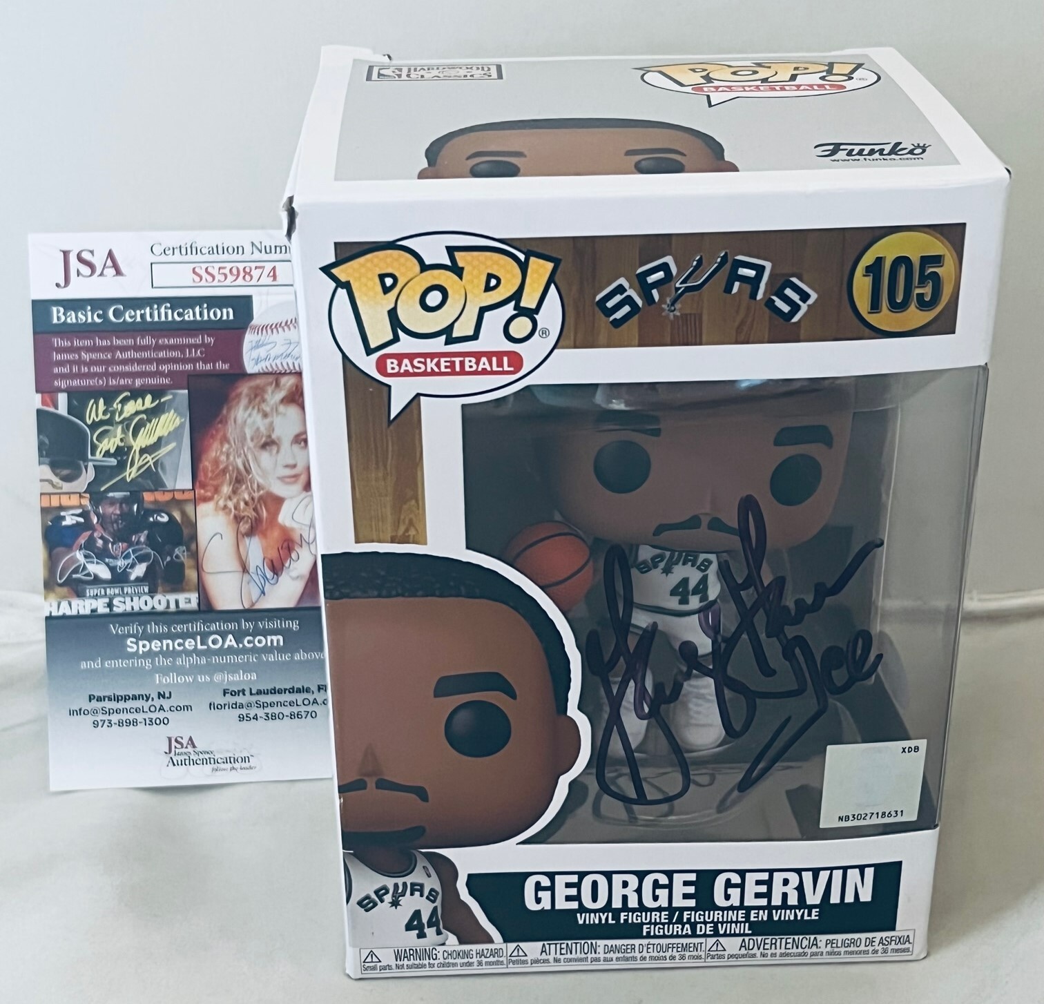 George Gervin San Antonio Spurs signed Funko Pop #105 autographed W/ Ice Ins JSA