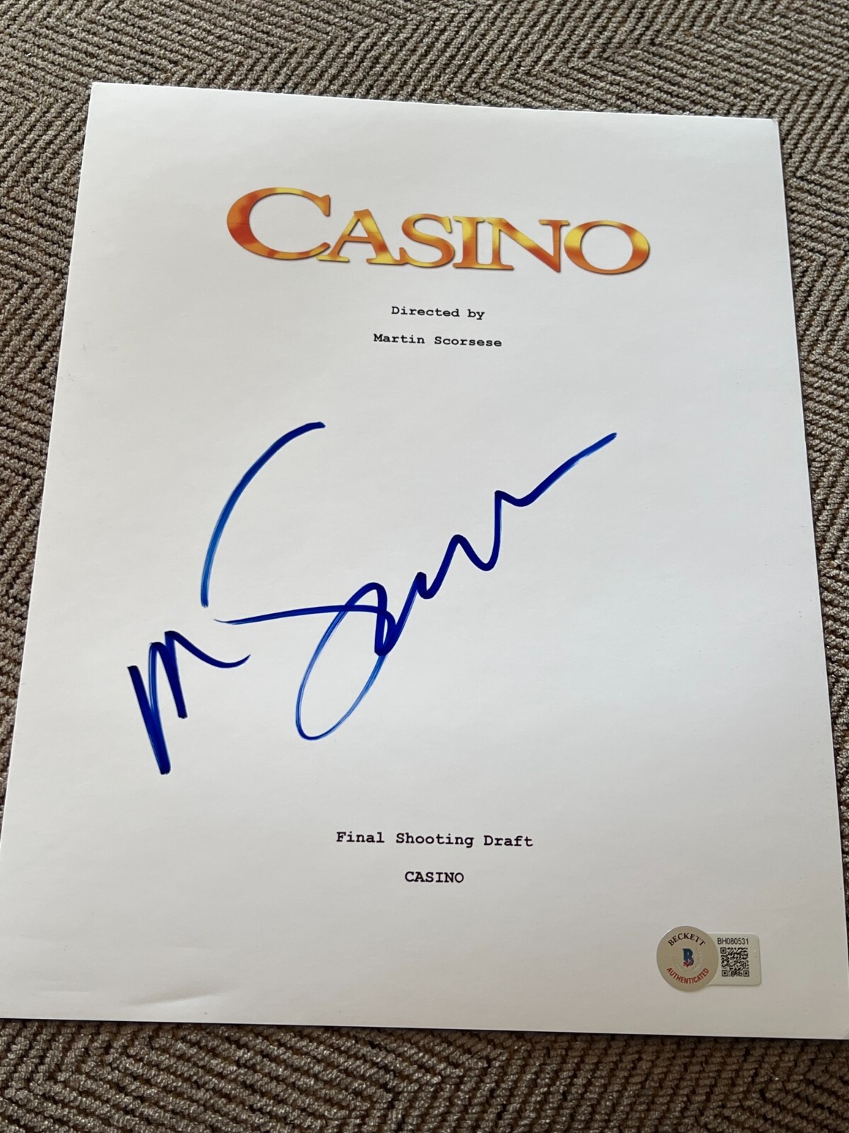 MARTIN SCORSESE SIGNED AUTOGRAPH MOVIE SCRIPT CASINO GOODFELLAS BECKETT BAS X1