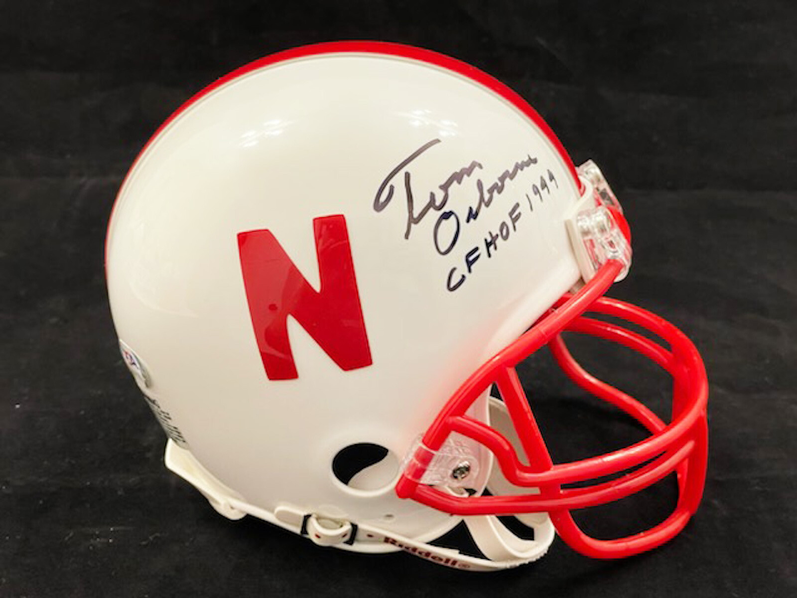 TOM OSBORNE SIGNED NEBRASKA CORNHUSKERS MINI HELMET PSA DNA W/ CF HOF 1999 RARE COLLECTIBLE MEMORABILIA