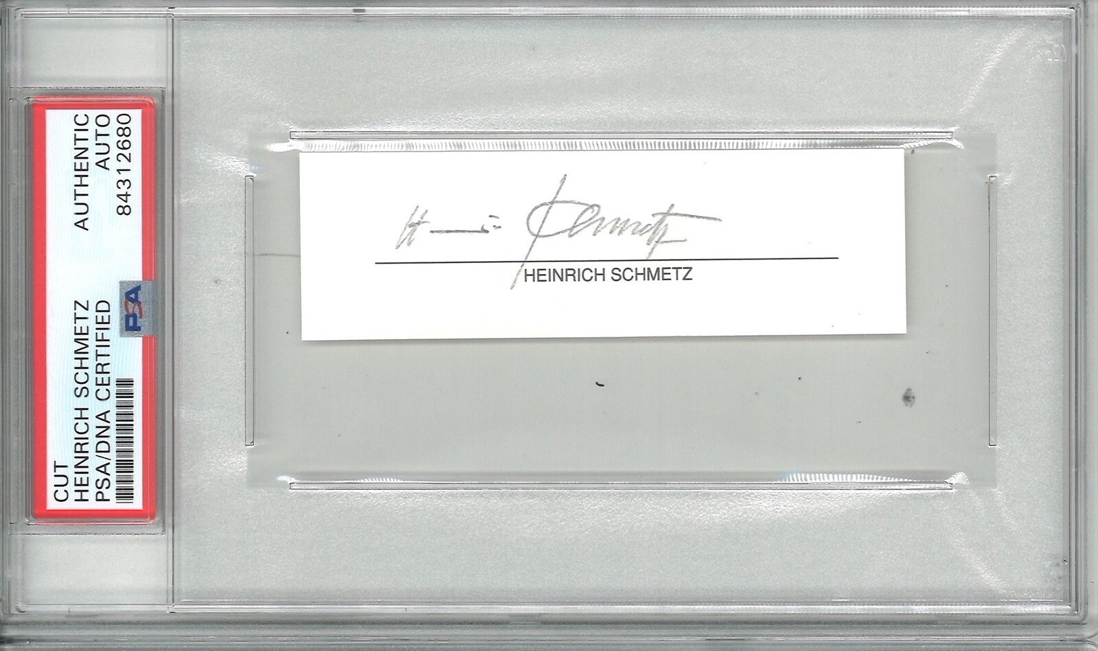 HEINRICH SCHMETZ SIGNED CUT SIGNATURE PSA 84312680 (D) WWII BATTLE OF BRITAIN