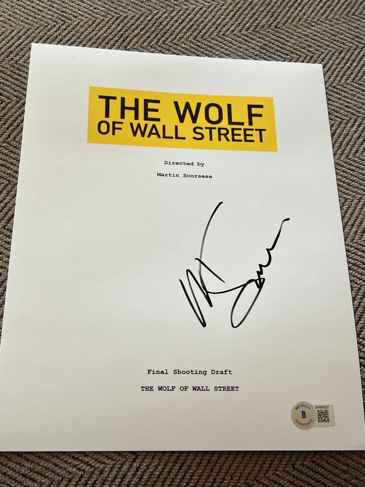 MARTIN SCORSESE SIGNED AUTOGRAPH MOVIE SCRIPT WOLF OF WALL STREET BECKETT BAS X3
