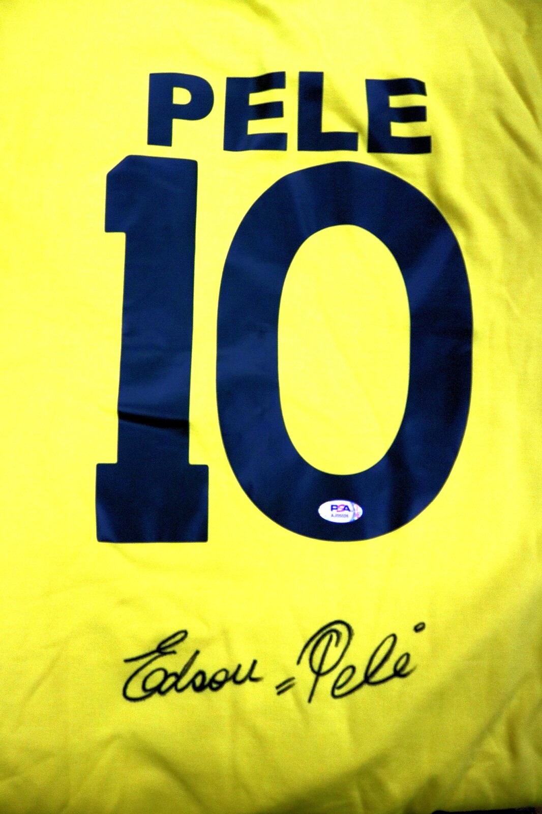 EDSON PELE SIGNED CBD 1970 BRAZIL WORLD CUP JERSEY PSA AJ05026 FULL SIGNATURE