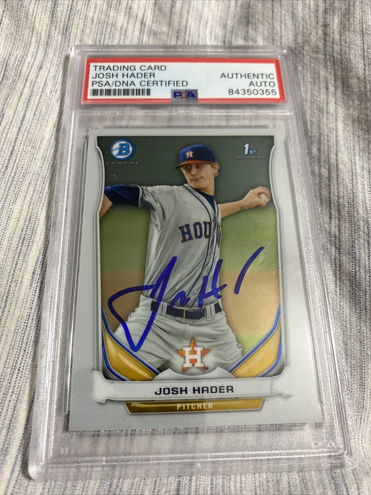 Josh Hader signed auto 2014 1st bowman chrome Encapsulated PSA Authenticated
