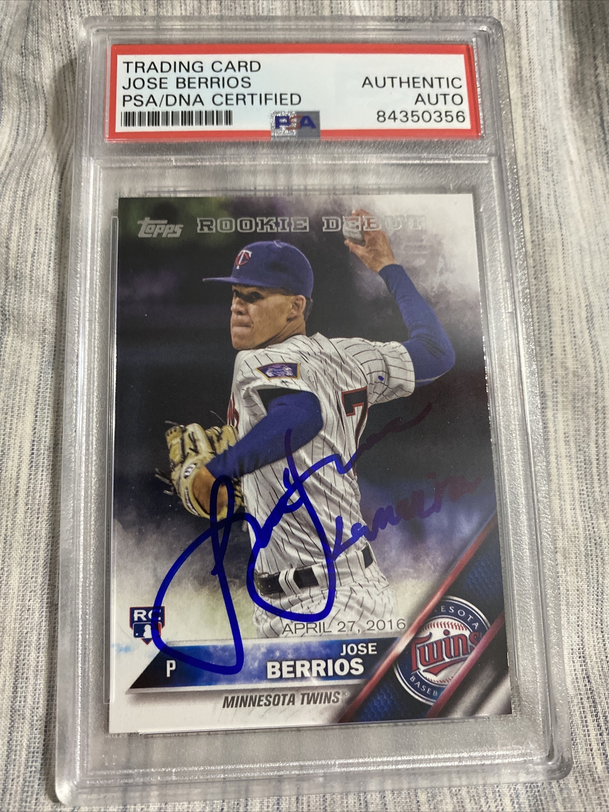 Jose Berrios signed auto Inscribed 2016 Topps Encapsulated PSA Authenticated
