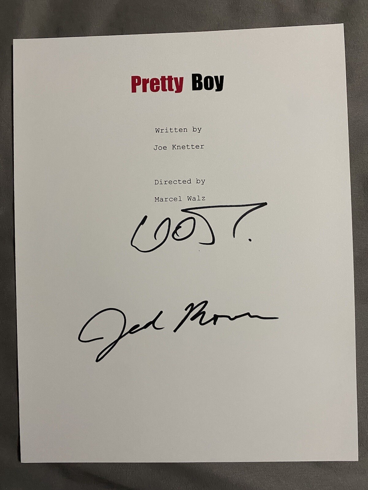Jed Rowen/ Marcel Walz ‘Pretty Boy’ Signed Auto Movie Script Cover Rare PROOF 2
