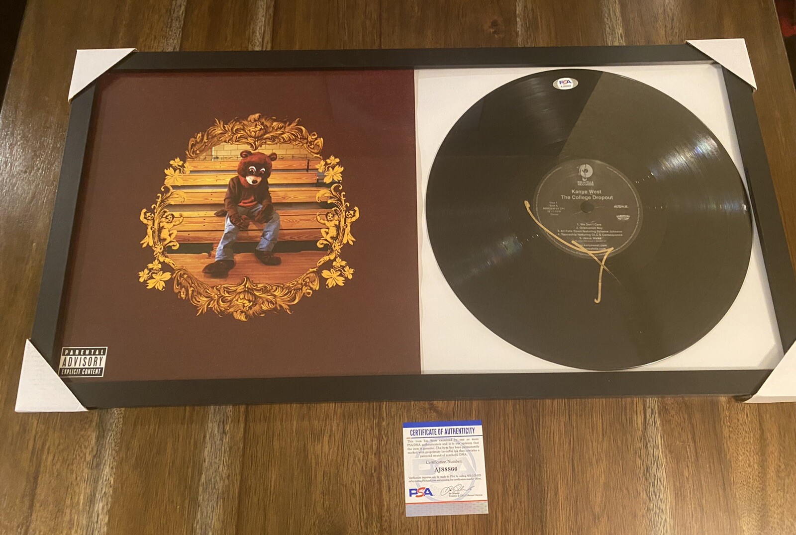 Kanye West signed autographed vinyl record Framed Music legend PSA COA PROOF
