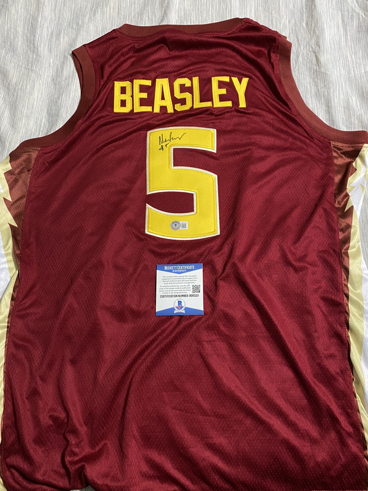 Malik beasley signed autographed Florida State timberwolves jersey Beckett coa
