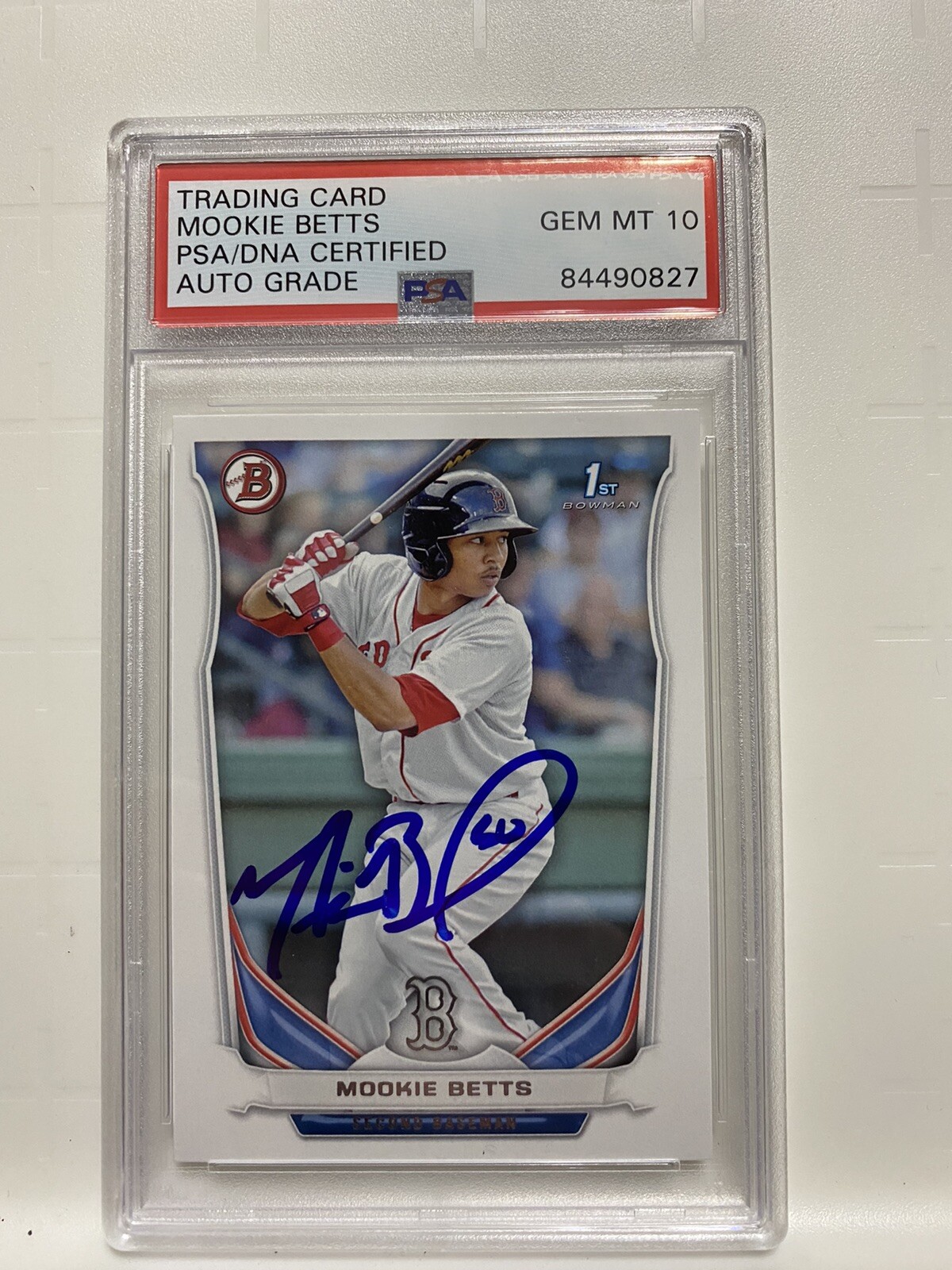 Mookie Betts Signed Autographed 2014 Topps 1st Bowman Rookie Card PSA 10 Auto
