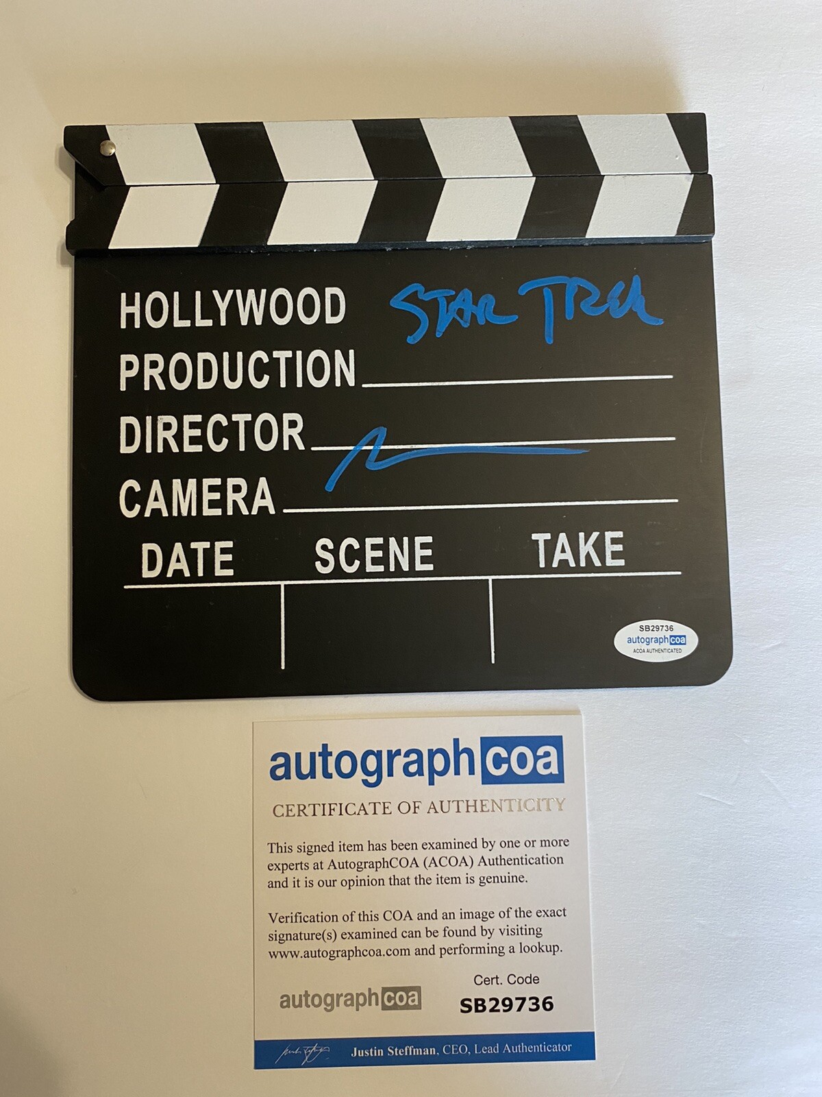 Alex Kurtzman signed autographed clapboard director Star Trek ACOA
