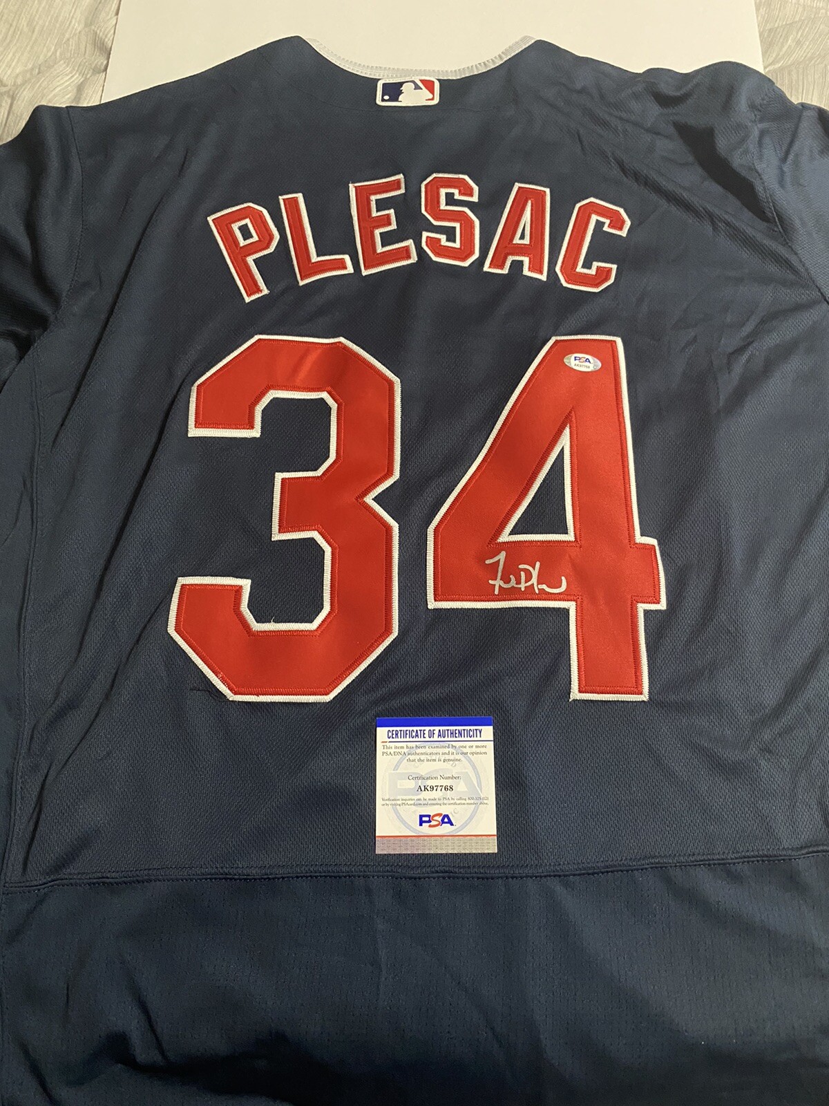 Zach Plesac signed autographed Cleveland Guardians jersey PSA COA
