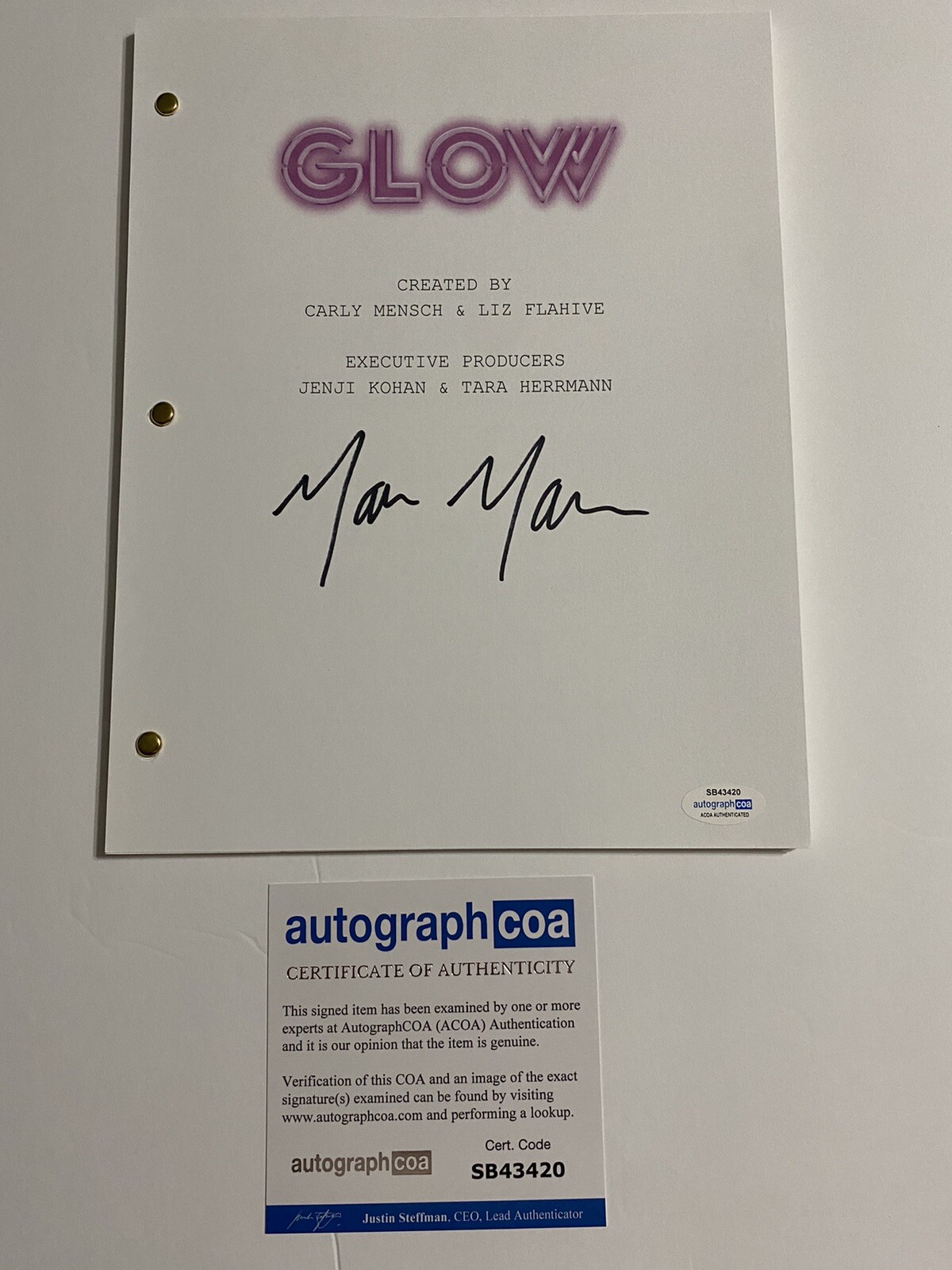 Marc Maron signed full Script Glow TV Show ACOA Autograph
