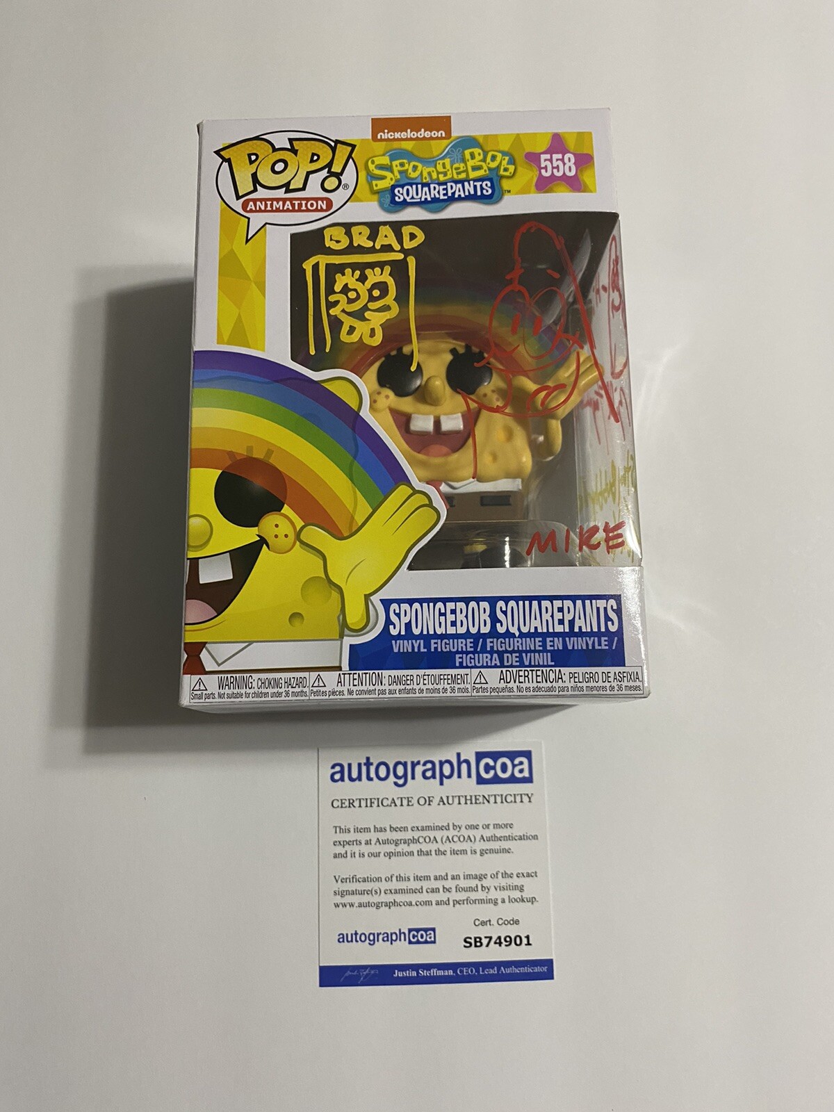 SpongeBob Squarepants signed autograph Funko Pop Toy Tom Kenny Bill Fagerbakke
