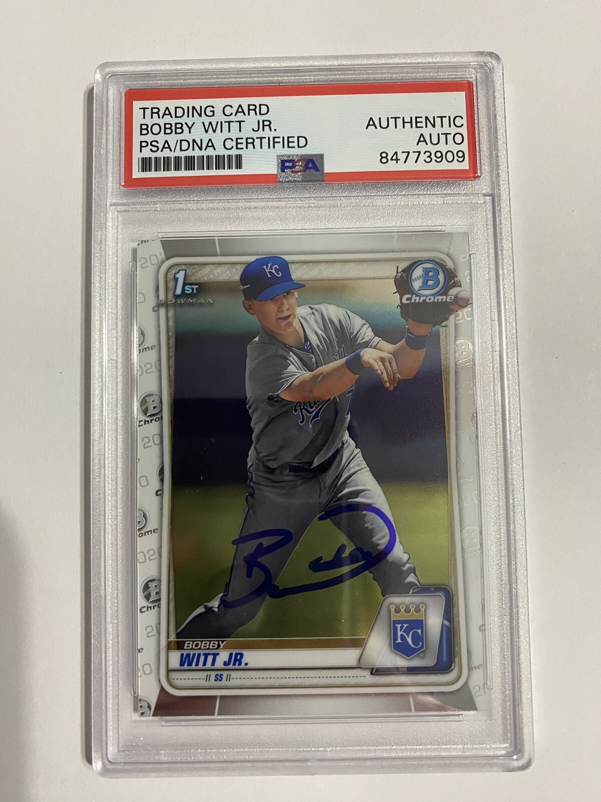 Bobby Witt Jr Signed 2020 1st Bowman Chrome Autographed Card Royals PSA Auto
