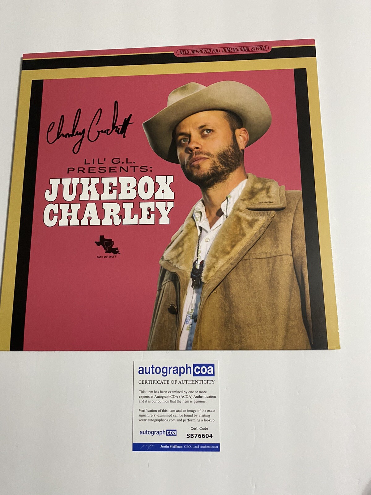 CHARLEY CROCKETT SIGNED AUTOGRAPHED VINYL RECORD LP YOUNG COUNTRY STAR ACOA MS COLLECTIBLE MEMORABILIA
