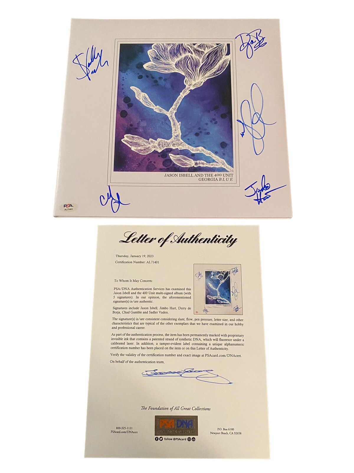 JASON ISBELL THE 400 UNIT SIGNED ‘GEORGIA BLUE’ LP VINYL RECORD ALBUM PSA LOA MS
