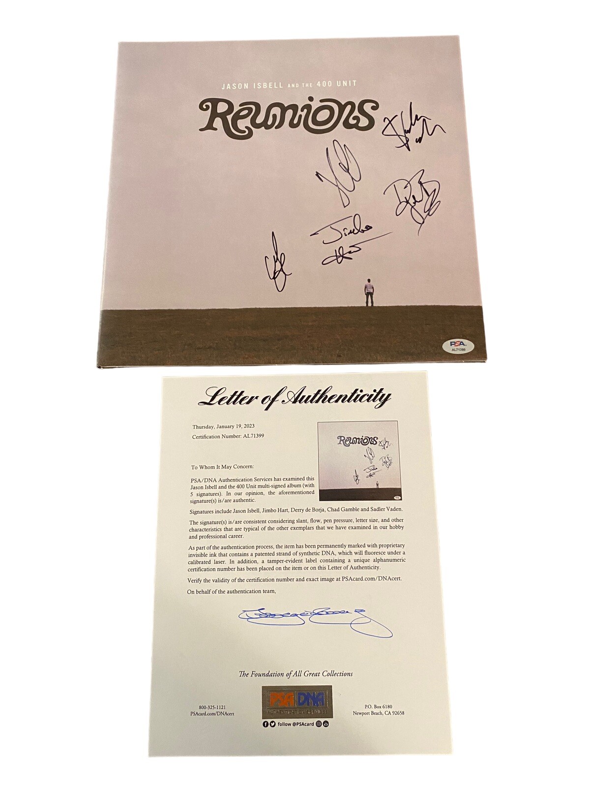 JASON ISBELL THE 400 UNIT SIGNED ‘REUNIONS’ LP VINYL RECORD ALBUM PSA LOA MS
