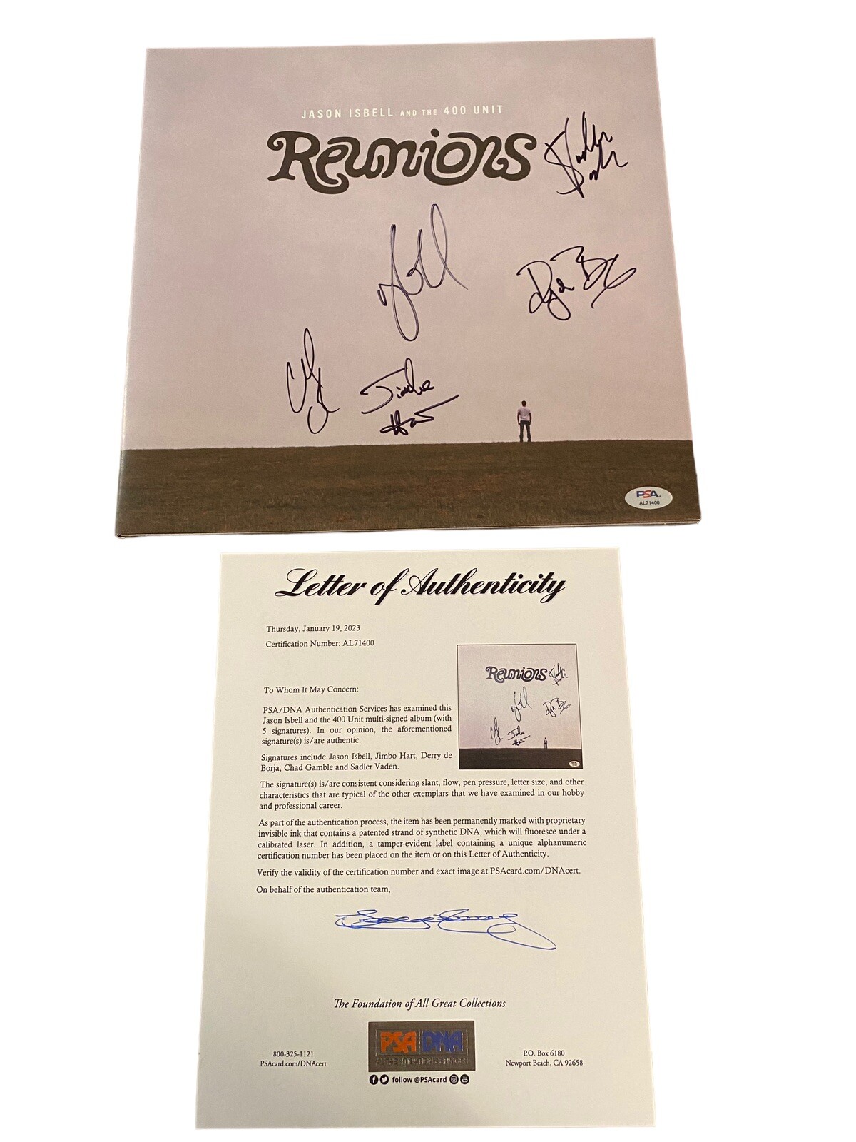 JASON ISBELL THE 400 UNIT SIGNED ‘REUNIONS’ LP VINYL RECORD ALBUM PSA LOA
