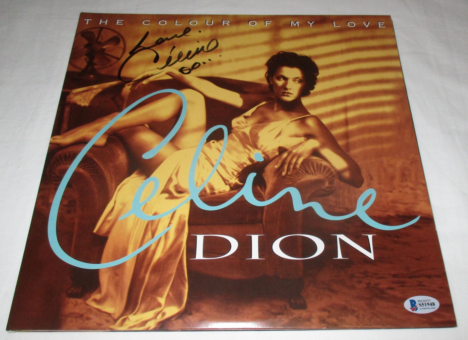 CELINE DION SIGNED THE COLOUR OF MY LOVE VINYL RECORD BAS BECKETT
