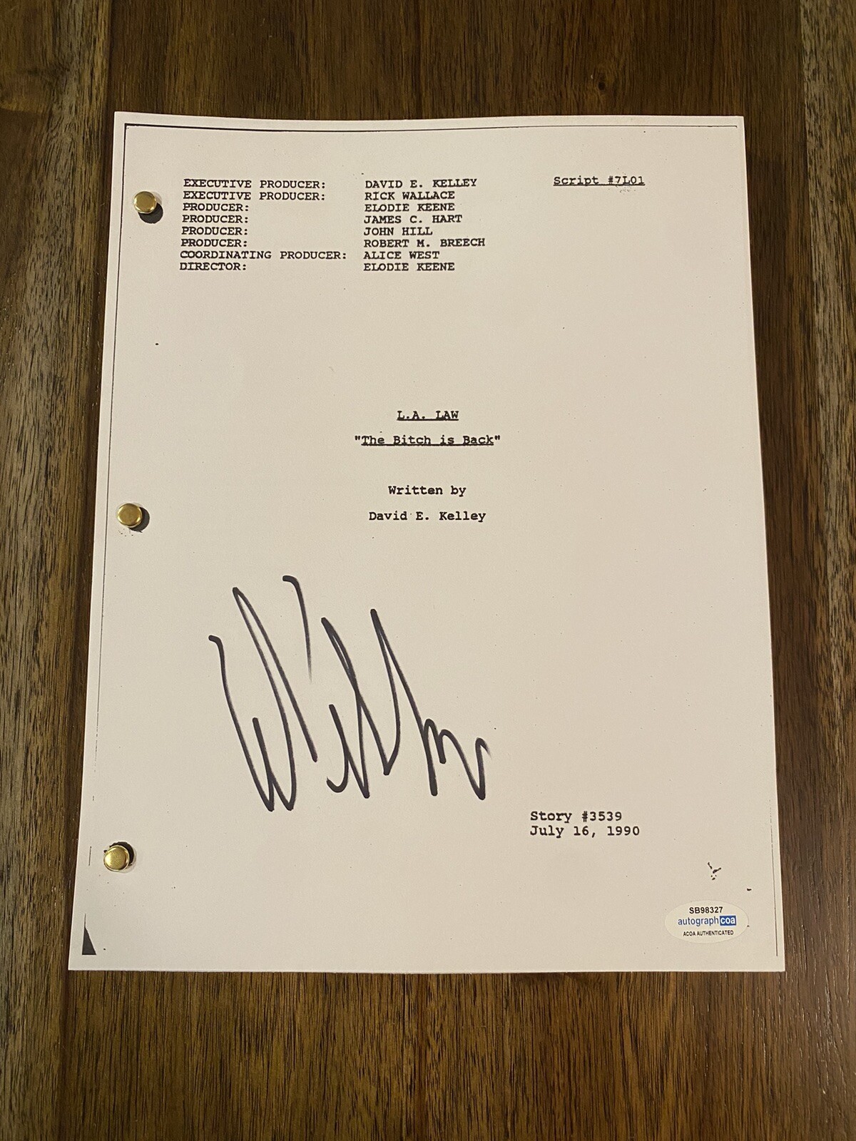 DAVID E. KELLEY ‘L.A. LAW’ SIGNED AUTOGRAPH FULL SCRIPT TV WRITER CREATOR ACOA COLLECTIBLE MEMORABILIA