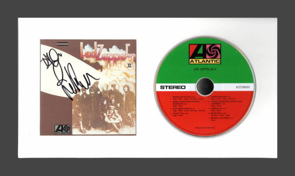 ROBERT PLANT & JOHN PAUL JONES SIGNED AUTOGRAPH LED ZEPPELIN 2 CD DISPLAY - JSA