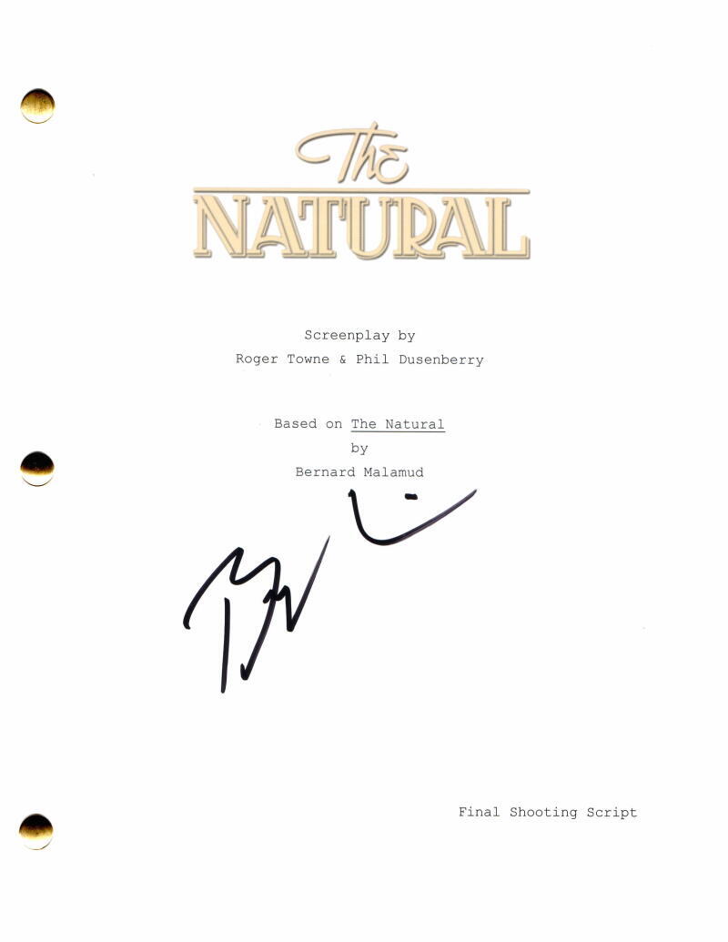 BARRY LEVINSON SIGNED AUTOGRAPH THE NATURAL FULL MOVIE SCRIPT w/ ROBERT REDFORD