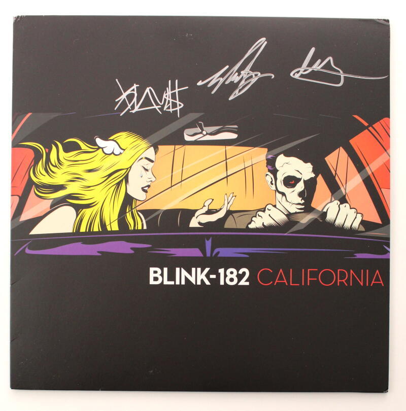 BLINK 182 BAND (X3) SIGNED AUTOGRAPH ALBUM VINYL RECORD TRAVIS BARKER + JSA COA