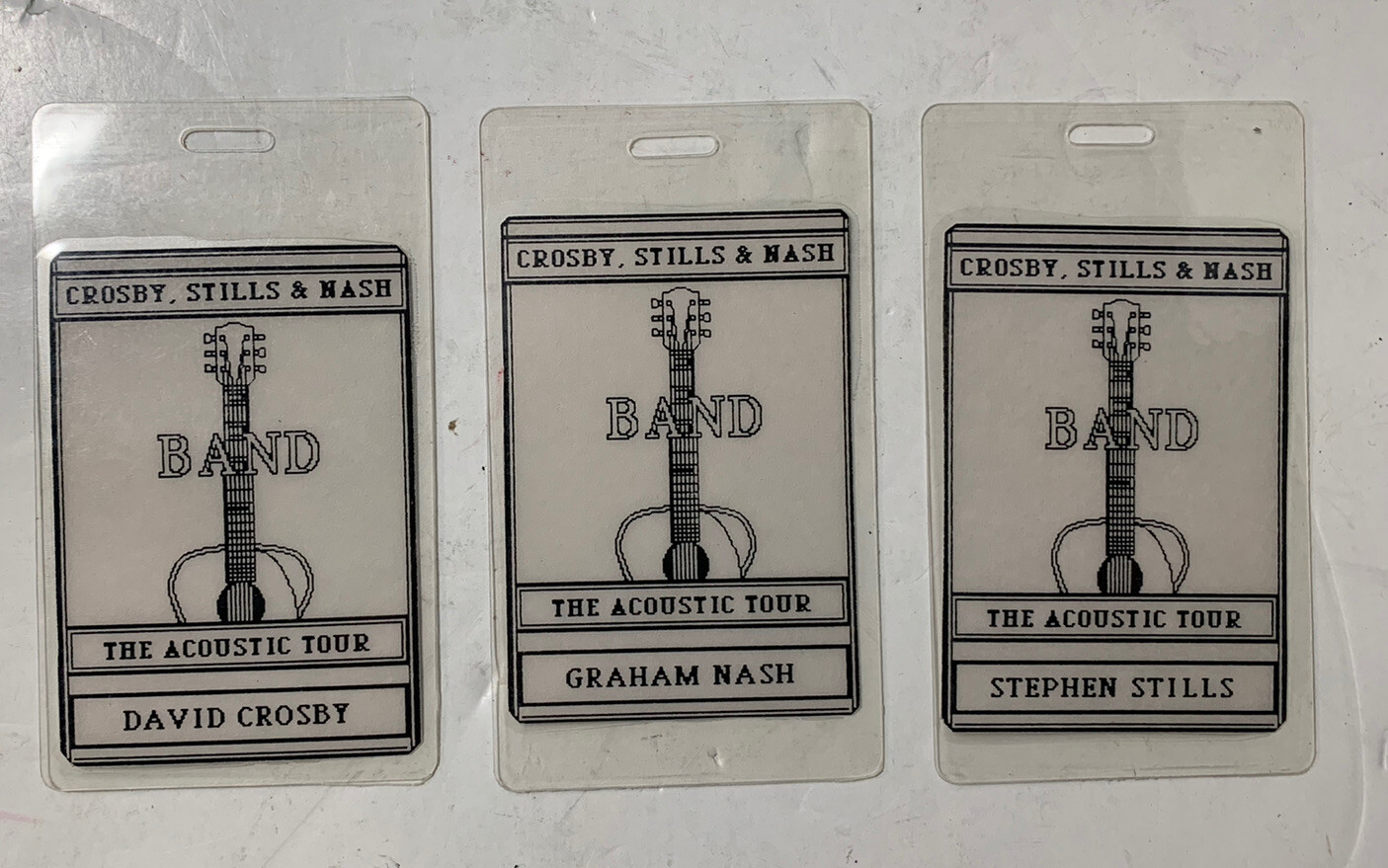 Crosby, Stills & Nash 1991 Acoustic Tour Lot of 3 BAND MEMBERS Backstage Passes