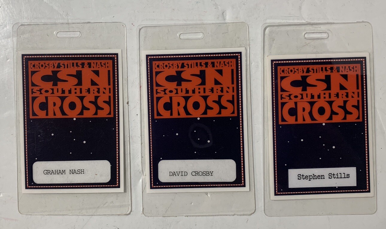 Crosby Stills & Nash 1991 Southern Cross Australia Tour 3 Band Laminate Passes