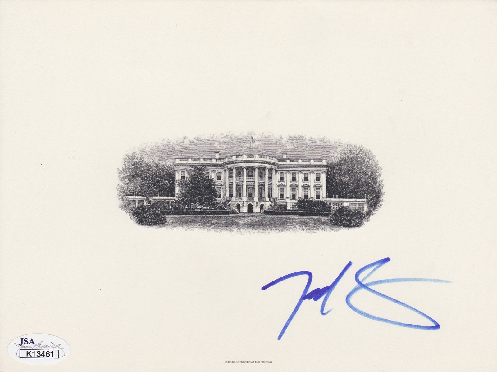 Ted Cruz In-Person SIGNED White House Engraving (BEP) w/ JSA COA # K13461