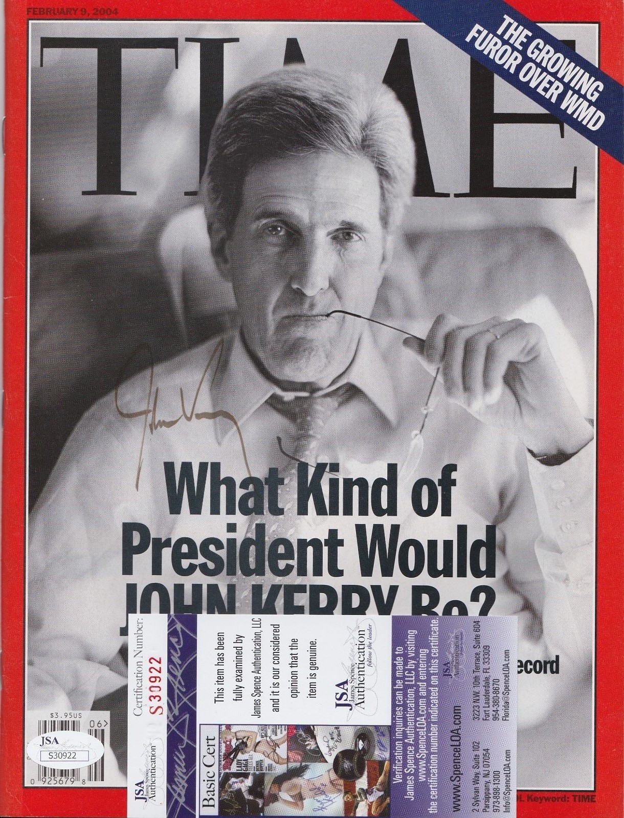 John Kerry Signed Time Magazine w/ JSA COA #S30922 Secretary of State Senator
