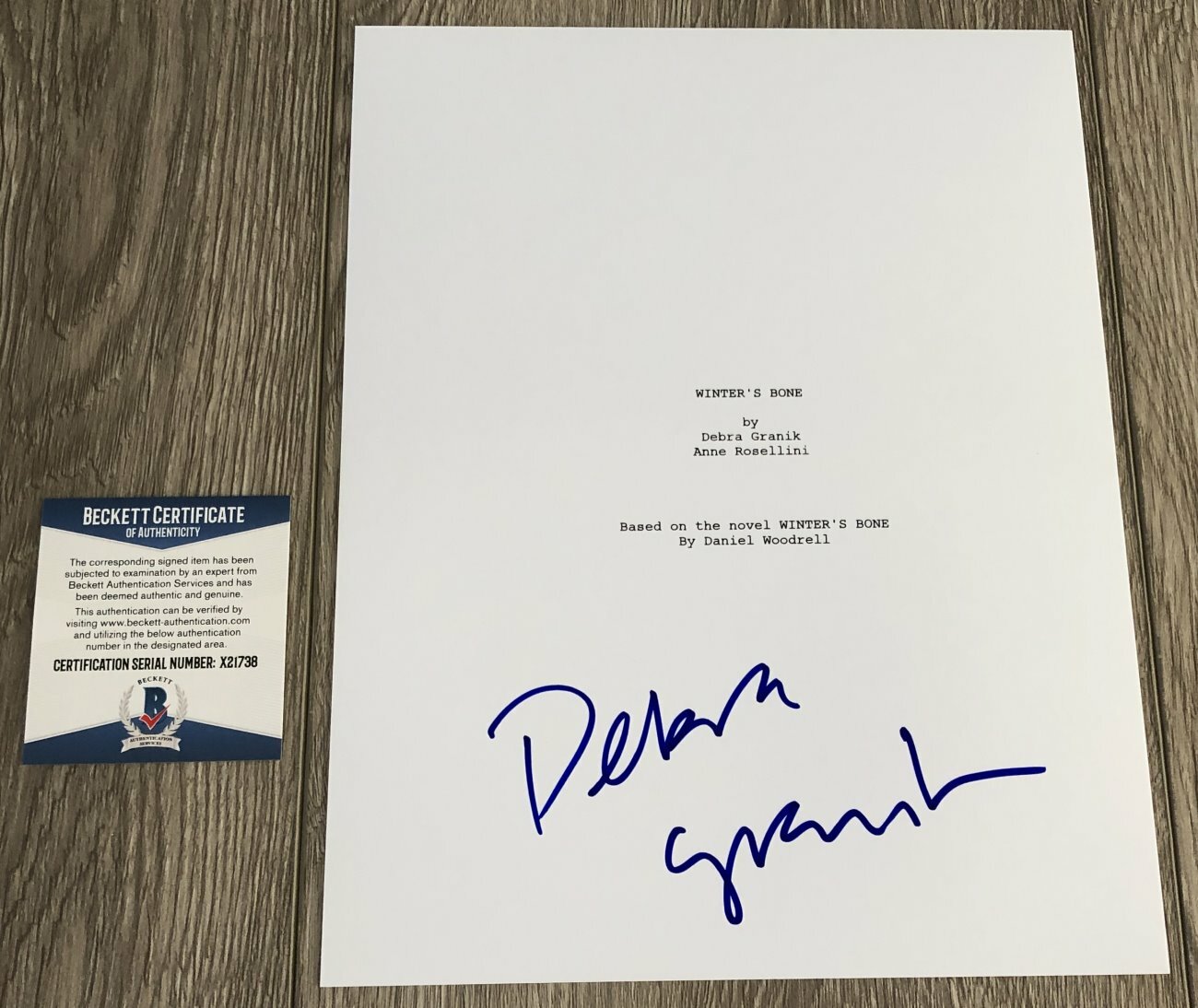 DEBRA GRANIK SIGNED AUTOGRAPH WINTER'S BONE MOVIE SCRIPT w/PROOF BECKETT BAS COA
