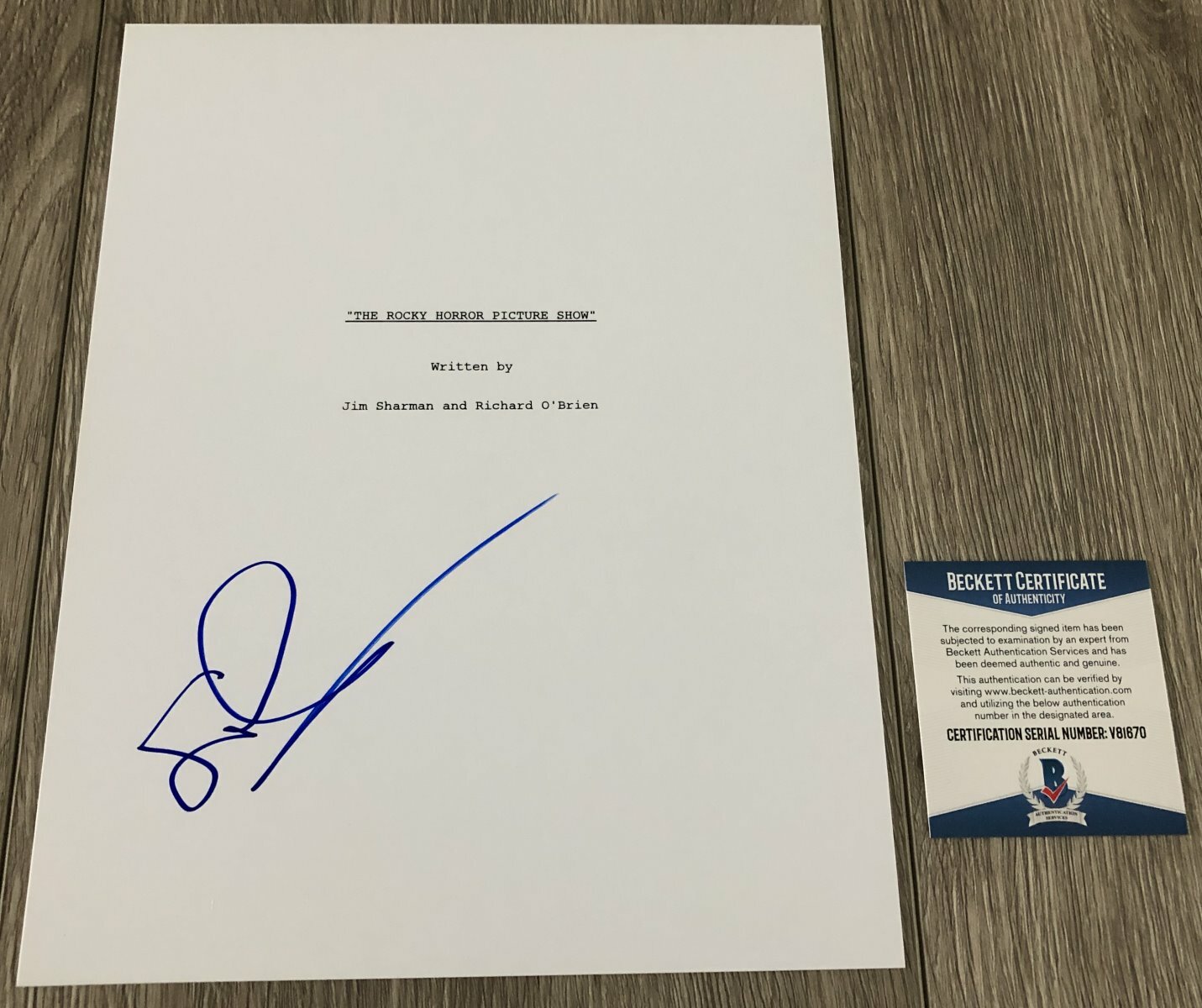 SUSAN SARANDON SIGNED THE ROCKY HORROR PICTURE SHOW SCRIPT w/PROOF & BECKETT COA
