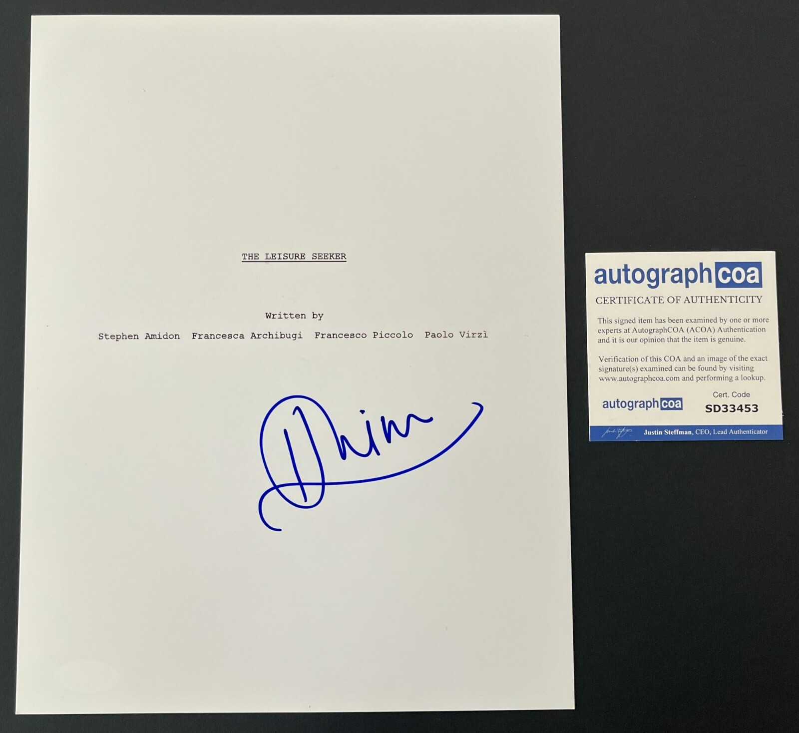 HELEN MIRREN SIGNED AUTOGRAPH THE LEISURE SEEKER 127 PAGE SCRIPT w/EXACT PROOF
