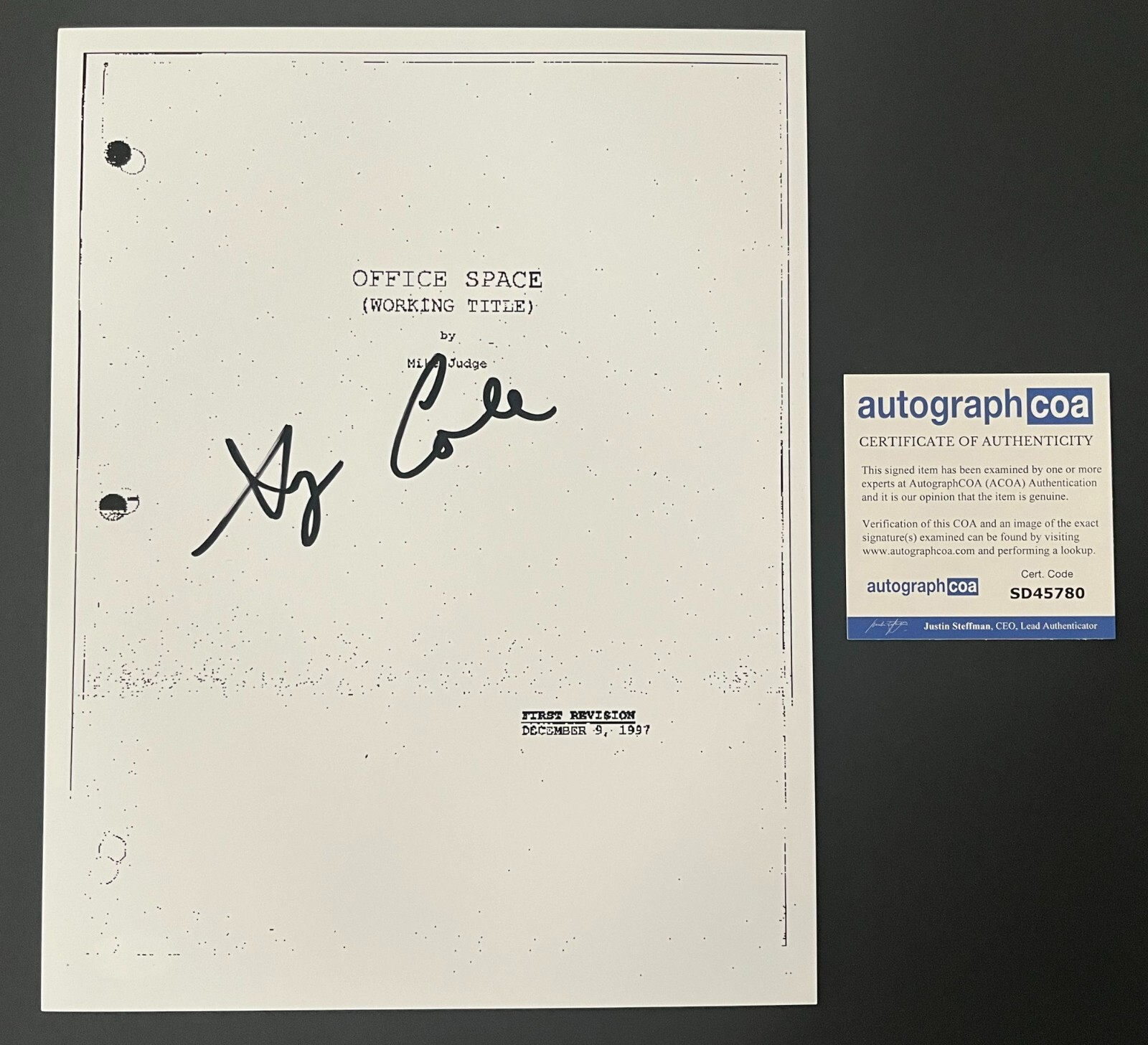 GARY COLE SIGNED AUTOGRAPH OFFICE SPACE 117 PAGE SCRIPT w/EXACT PROOF
