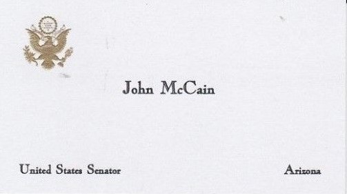 John McCain Official US Senate Business Card POW M.I.A.