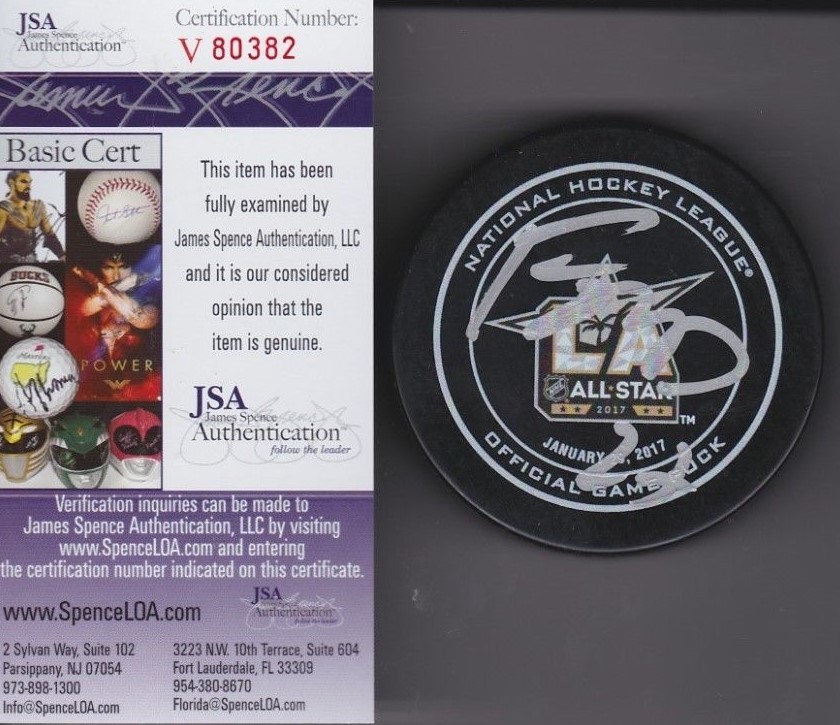 Ryan McDonagh Signed 2017 All-Star Puck w/ JSA COA #V80382 Rangers Lightning